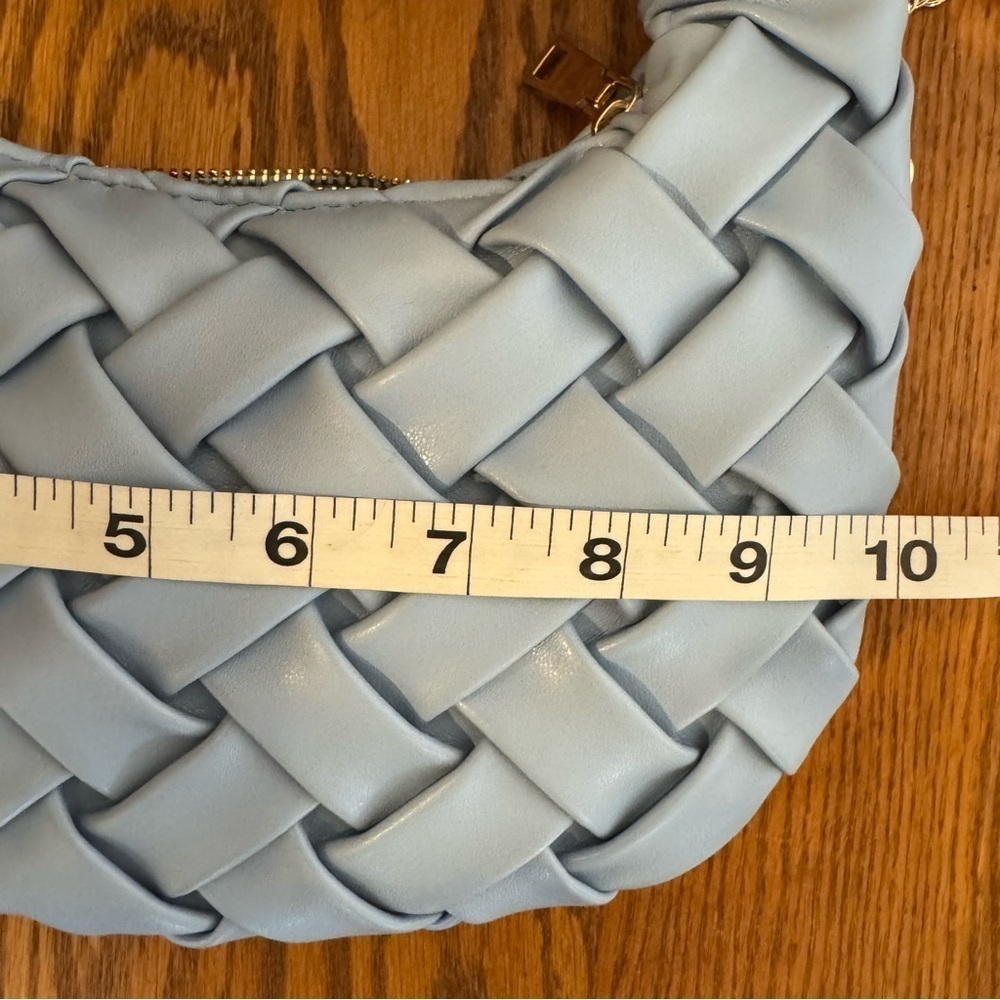 🌈 6/$60 URBAN EXPRESSIONS light blue vegan basket weave small handbag crossbody - Picture 9 of 10
